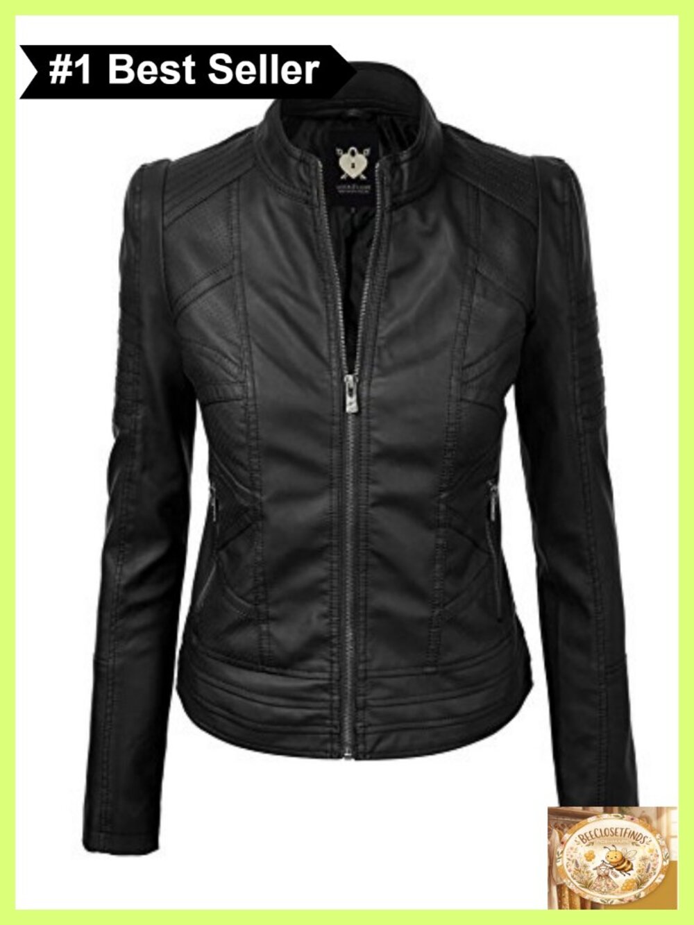 Slim Fit Vegan Leather Moto Jacket PU Biker Motorcycle Coat